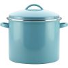 Farberware Enamel-on-Steel Induction Stockpot with Lid, 16 Quart, Aqua