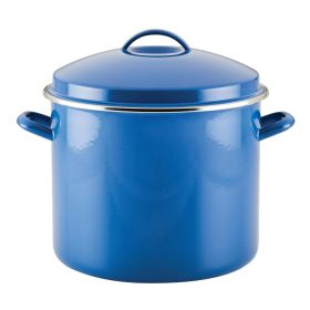 Farberware Enamel-on-Steel 16 Qt Large Induction Stockpot with Lid, Blue