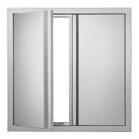 BBQ Access Door, 24W x 24H Inch Double Outdoor Kitchen Door, Stainless Steel Flush Mount Door, Wall Vertical Door with Recessed Handles