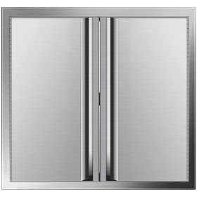 VEVOR BBQ Access Door 24 x 24 Inch, Double BBQ Door Stainless Steel with Recessed Handle, Outdoor Kitchen Doors for BBQ Island, Grill Station