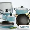 Farberware 15 Piece Aluminum Nonstick Pots and Pans Set, Aqua