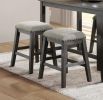 Gray Finish 5pc Counter Height Set Multifunctional Counter Height Table with 4 Stools Gray Chenille Upholstery Nailhead Trim Dining Room Furniture