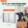 BBQ Access Door, 36W x 24H Inch Double Outdoor Kitchen Door, Stainless Steel Flush Mount Door, Wall Vertical Door with Handles, for BBQ Island