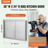 BBQ Access Door, 36W x 24H Inch Double Outdoor Kitchen Door, Stainless Steel Flush Mount Door, Wall Vertical Door with Recessed Handles