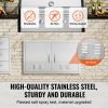 BBQ Access Door, 36W x 21H Inch Double Outdoor Kitchen Door, Stainless Steel Flush Mount Door, Wall Vertical Door with Handles and Vents