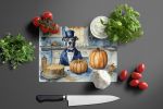 NEW Pit Bull Terrier Fall Kitchen Pumpkins Glass Cutting Board Decorative Tempered Glass Kitchen Cutting and Serving Board Large Size Chopping Board