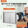 BBQ Access Door, 30W x 21H Inch Double Outdoor Kitchen Door, Stainless Steel Flush Mount Door, Wall Vertical Door with Recessed Handles